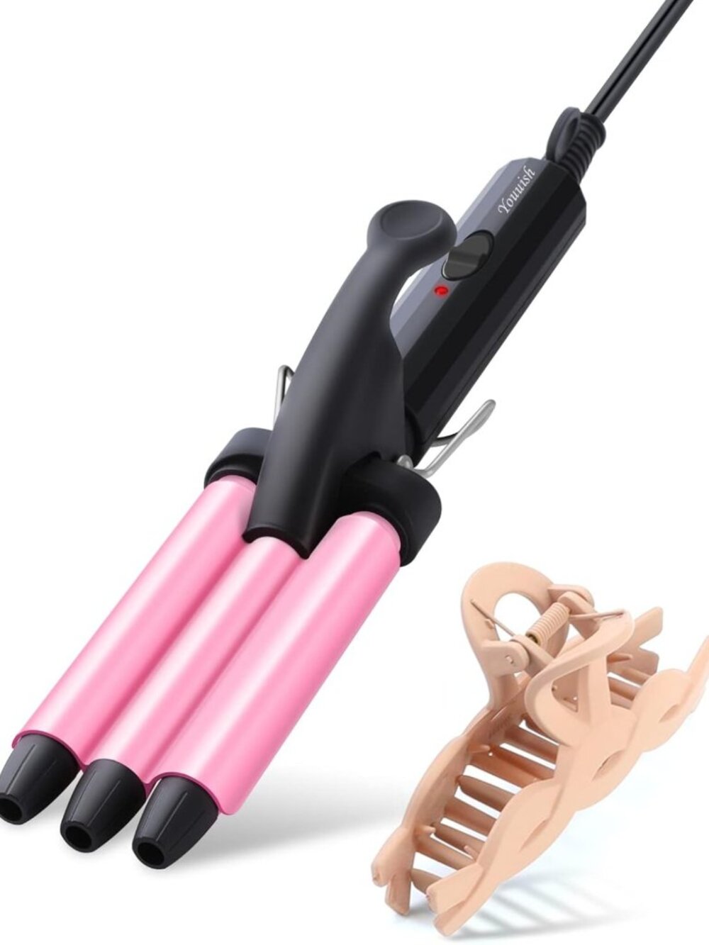 Compact 3-Barrel Mini Hair Crimper & Curling Iron for Beach Waves & Curls